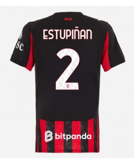 Günstige AC Milan Pervis Estupinan #2 Heimtrikot Damen 2025-26 Kurzarm